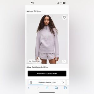 BRAND NEW Lululemon Scuba Overiszed Half-Zip Long hoodie, XS/S